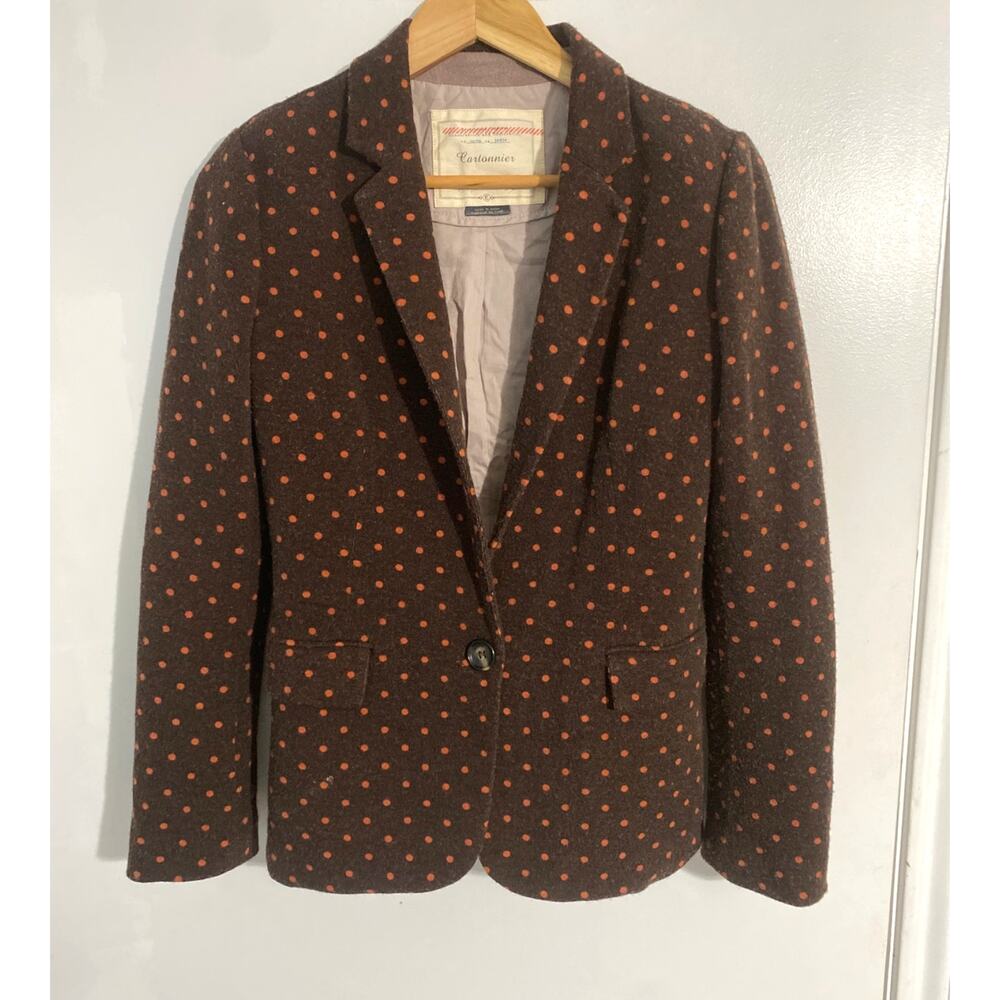 Anthropologie Cartonnier blazer jacket women’s size XS brown polka dot